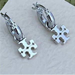 Tory Burch KIRA Huggie Hoop Earrings Tory Silver